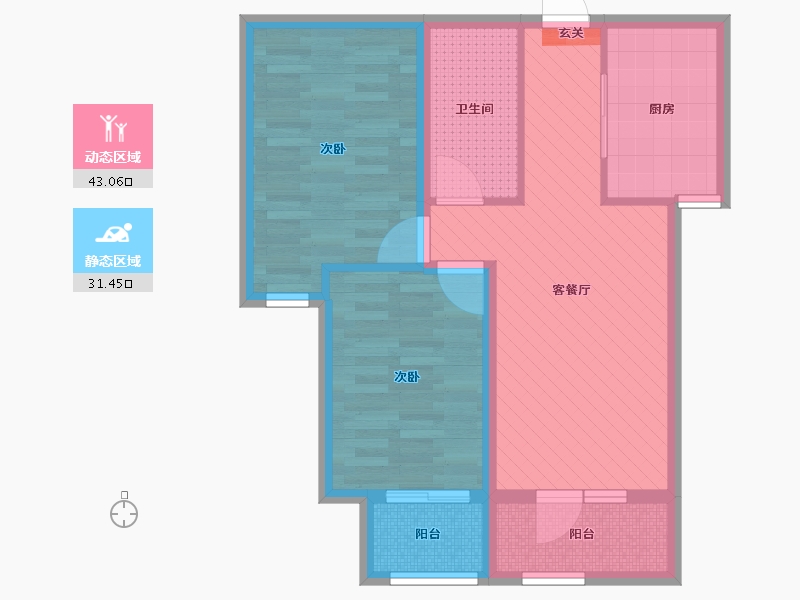 辽宁省-葫芦岛市-帝景海岸-64.76-户型库-动静分区