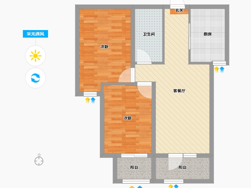 辽宁省-葫芦岛市-帝景海岸-64.76-户型库-采光通风