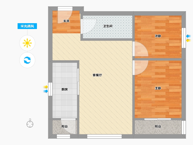 北京-北京市-来广营北纬四十度二期5号楼-49.08-户型库-采光通风