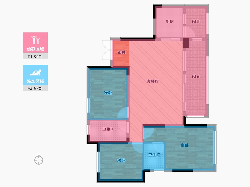 四川省-遂宁市-蓬溪县置凯逸都-90.72-户型库-动静分区