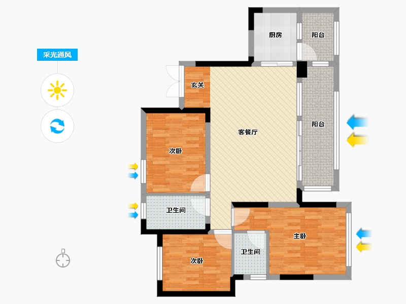 四川省-遂宁市-蓬溪县置凯逸都-90.72-户型库-采光通风