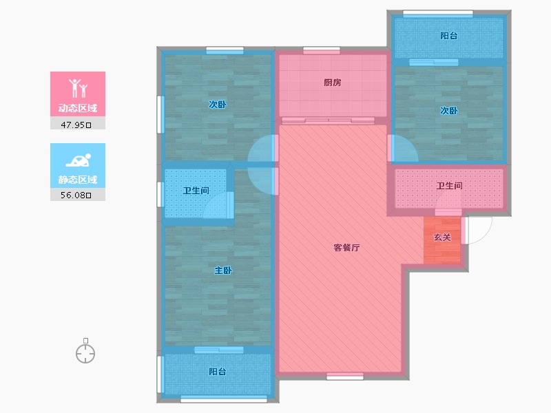 陕西省-西安市-东城花园-89.58-户型库-动静分区