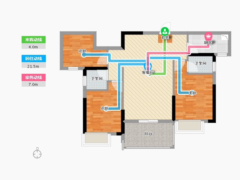 湖南省-长沙市-福晟钱隆世家-76.78-户型库-动静线