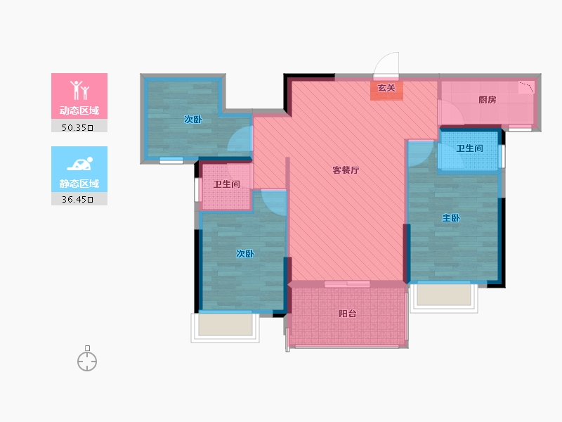 湖南省-长沙市-福晟钱隆世家-76.78-户型库-动静分区