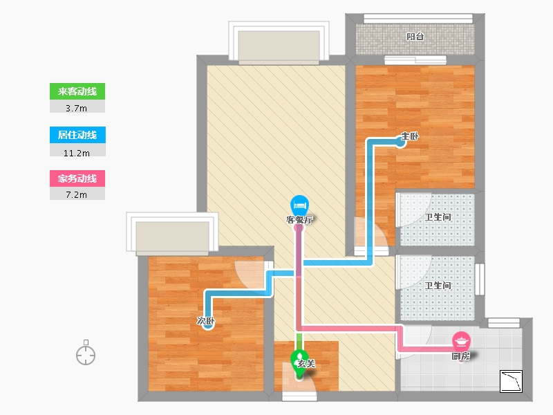 海南省-海口市-四季康城-58.56-户型库-动静线