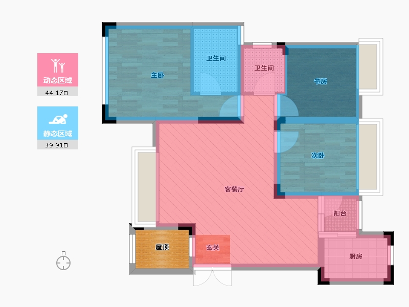 重庆-重庆市-垫江县尚品今典-76.44-户型库-动静分区