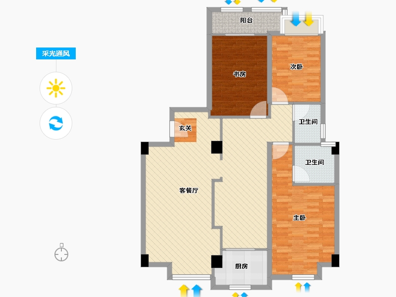 福建省-莆田市-鲤中小区-103.54-户型库-采光通风