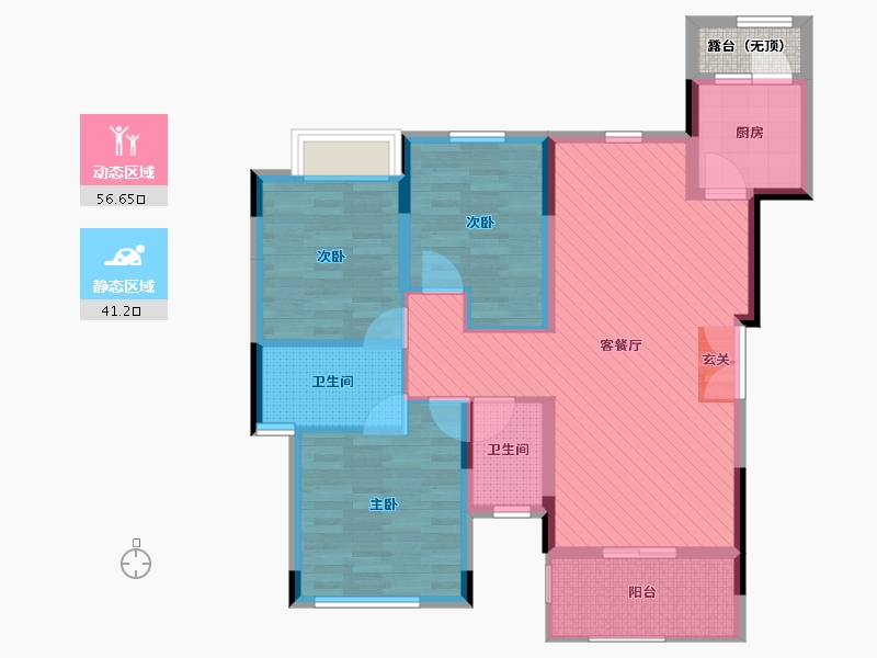 重庆-重庆市-云玺台-88.55-户型库-动静分区