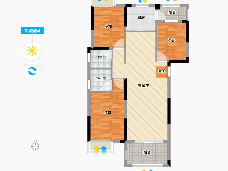 江西省-九江市-御江一品-85.74-户型库-采光通风