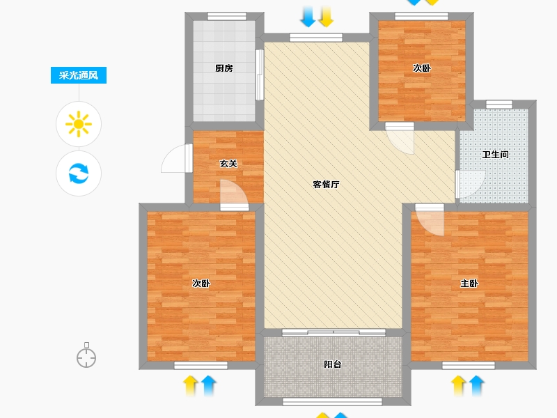 山东省-济宁市-三里庄社区-100.00-户型库-采光通风