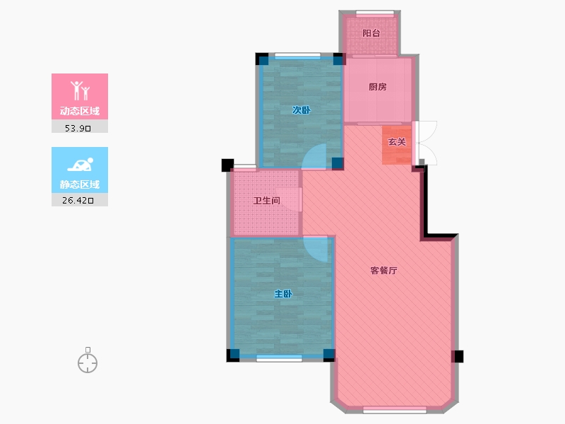 辽宁省-大连市-三鼎春天-72.94-户型库-动静分区