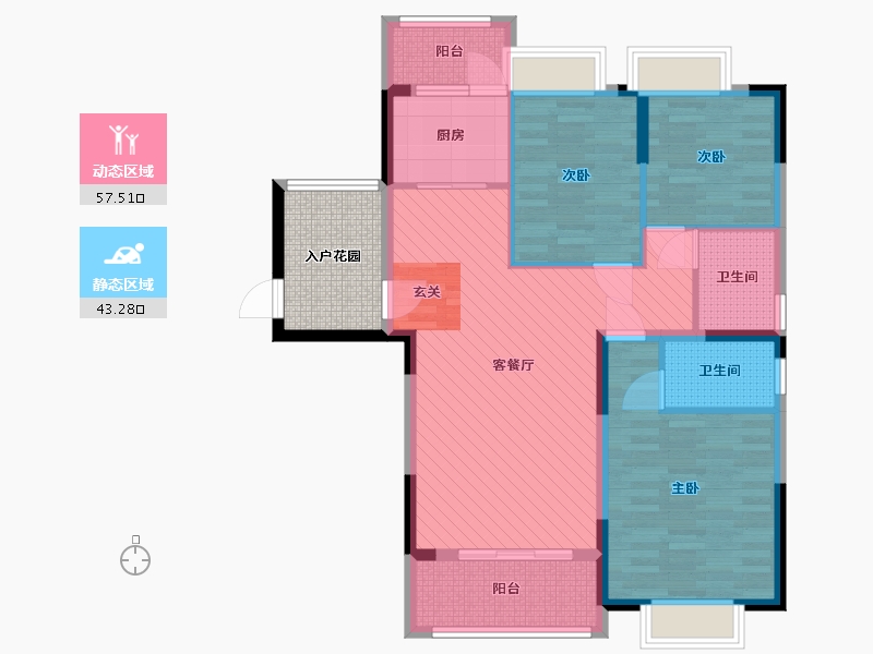 浙江省-金华市-东磁新城国际-95.54-户型库-动静分区