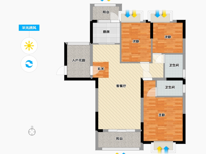 浙江省-金华市-东磁新城国际-95.54-户型库-采光通风