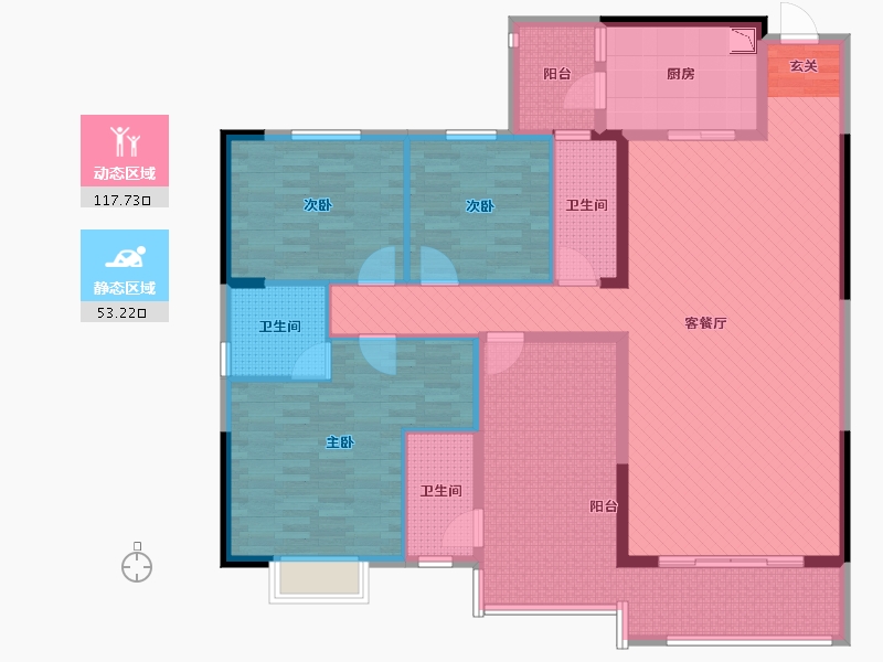 广东省-云浮市-筠州花园二区-153.13-户型库-动静分区