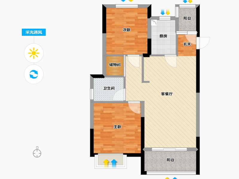 安徽省-芜湖市-信德悦城-69.00-户型库-采光通风