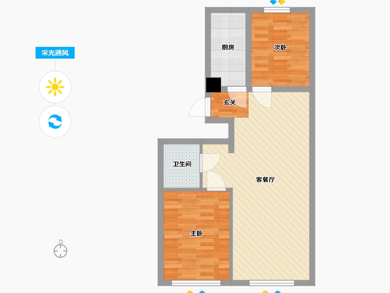 辽宁省-沈阳市-碧桂园・银河城-61.64-户型库-采光通风