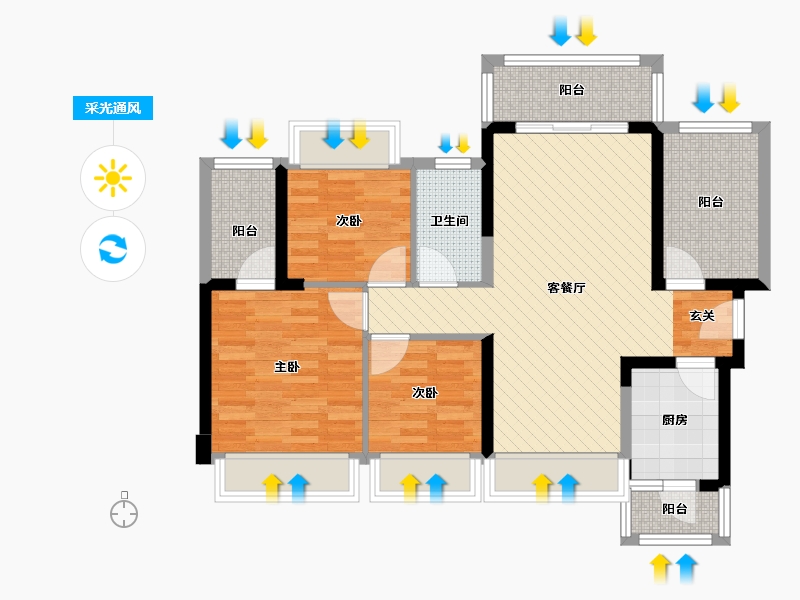 广西壮族自治区-柳州市-龙光玖珑府-81.22-户型库-采光通风