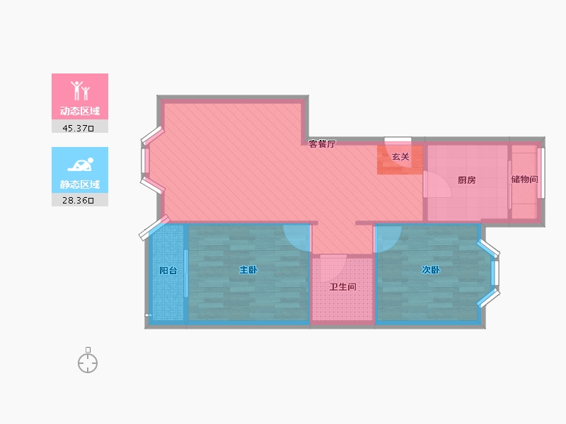 北京-北京市-大雄城市花园-66.01-户型库-动静分区