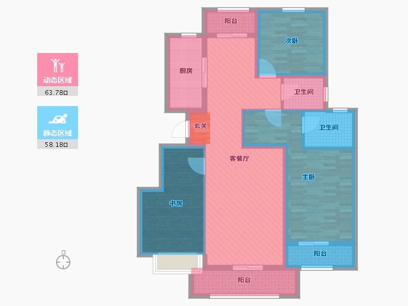 安徽省-亳州市-金诺公馆-106.39-户型库-动静分区