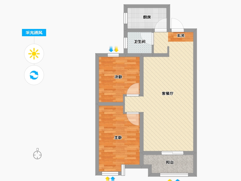 山东省-德州市-巴塞小镇-60.87-户型库-采光通风