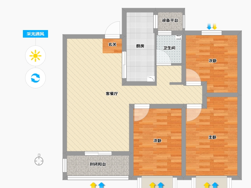 河北省-石家庄市-福美公馆-74.46-户型库-采光通风