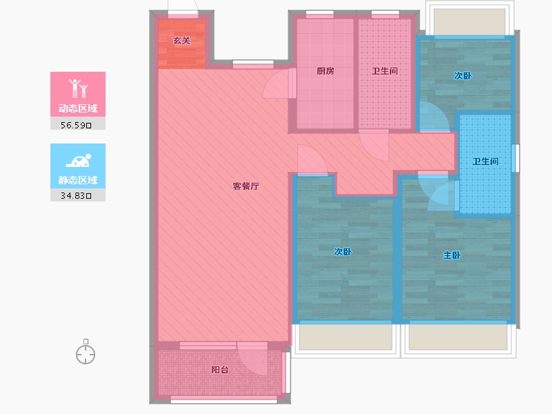 辽宁省-沈阳市-华润二十四城-79.87-户型库-动静分区