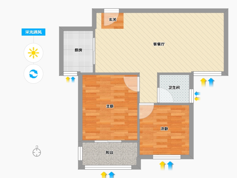 浙江省-杭州市-吉如家园-58.22-户型库-采光通风