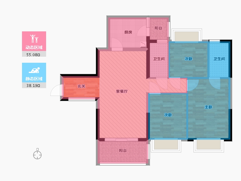 四川省-成都市-富力桃园-81.71-户型库-动静分区