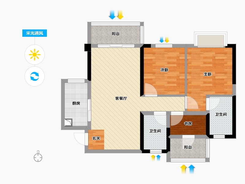 四川省-成都市-世茂城3期-70.74-户型库-采光通风