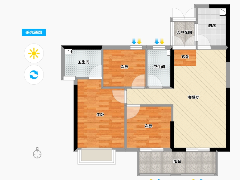 福建省-福州市-罗源湾滨海新城-75.22-户型库-采光通风