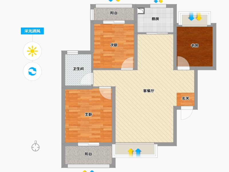 陕西省-西安市-万景荔知湾-78.38-户型库-采光通风