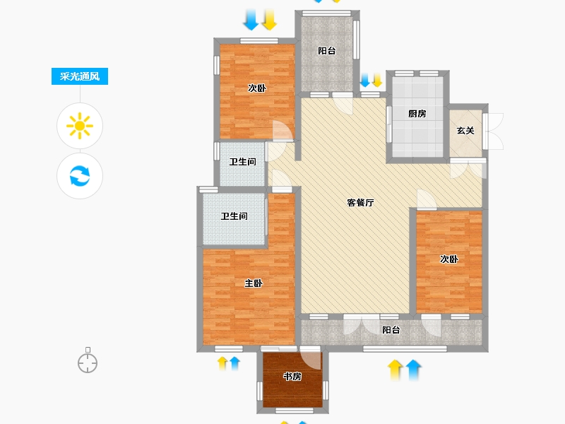 四川省-成都市-边城香格里-128.79-户型库-采光通风