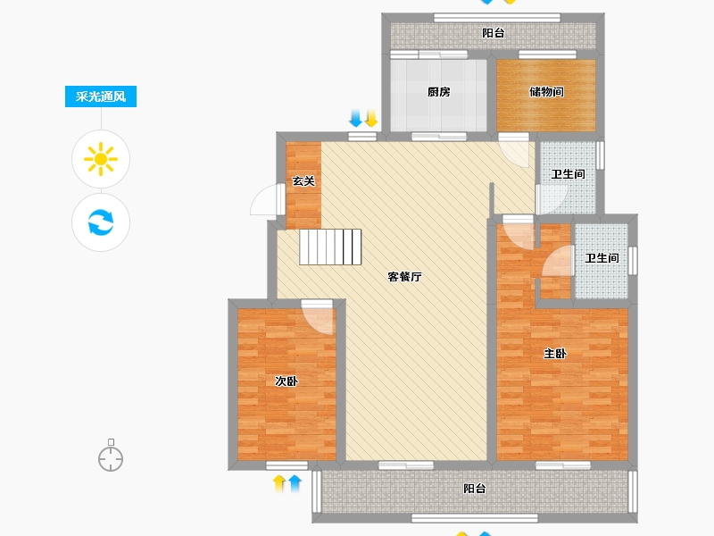 安徽省-阜阳市-祥源-108.81-户型库-采光通风