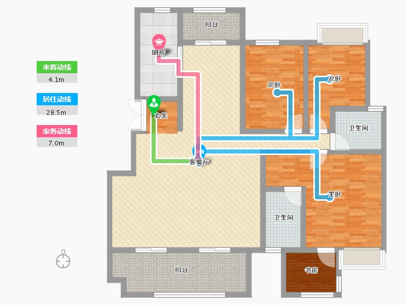 重庆-重庆市-龙湖两江新宸云岭-133.81-户型库-动静线