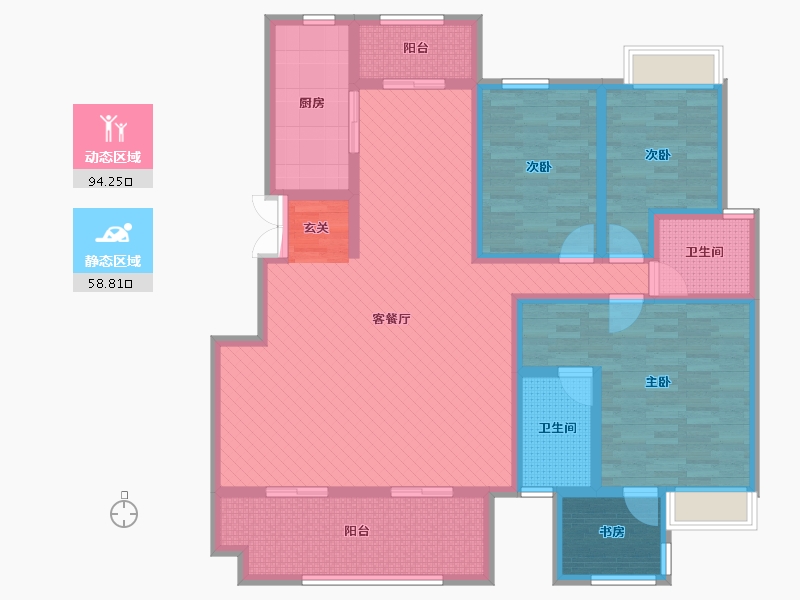 重庆-重庆市-龙湖两江新宸云岭-133.81-户型库-动静分区