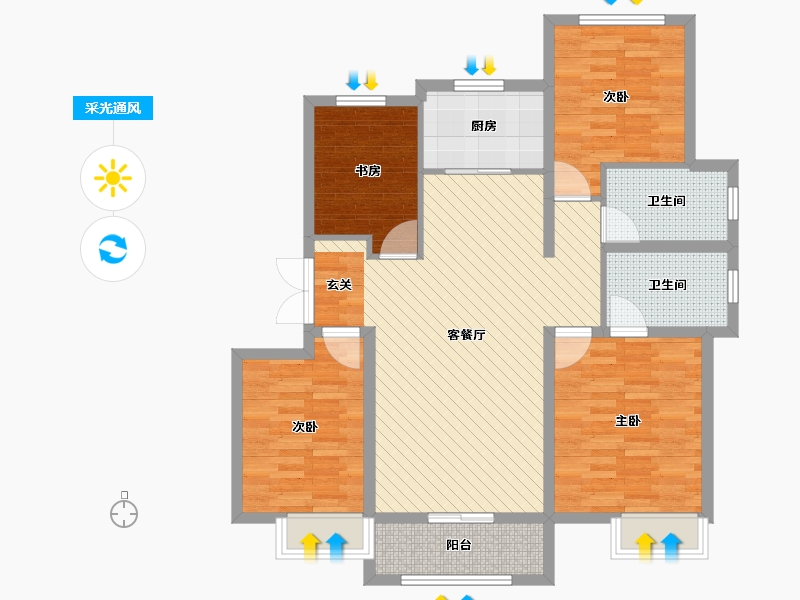 山东省-济宁市-绿地国际城-98.97-户型库-采光通风