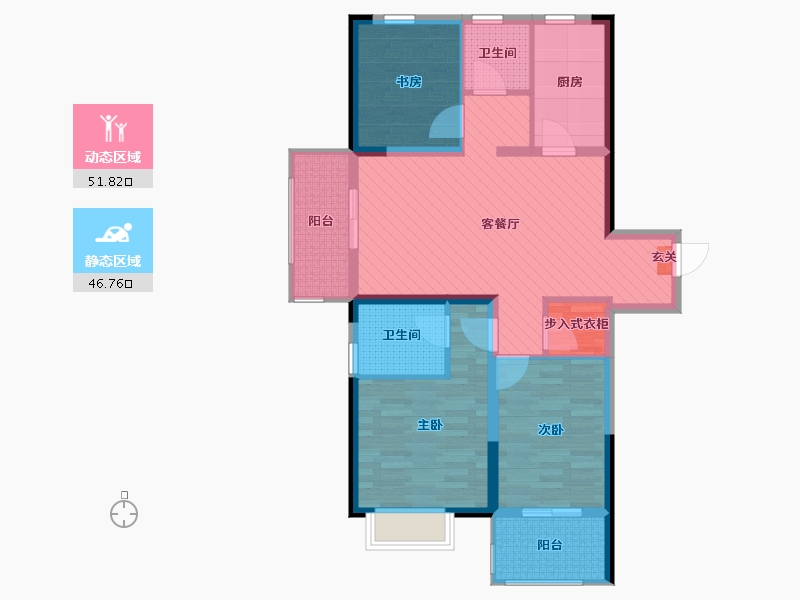 浙江省-宁波市-宁波新城吾悦广场-86.30-户型库-动静分区