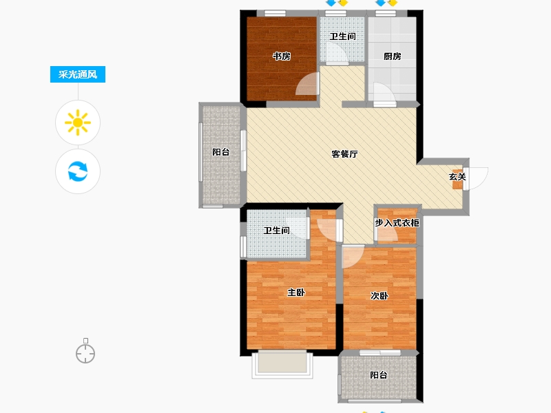 浙江省-宁波市-宁波新城吾悦广场-86.30-户型库-采光通风