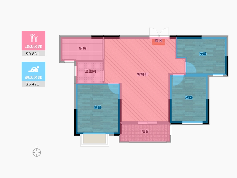 湖南省-岳阳市-天邦新龙苑-77.66-户型库-动静分区