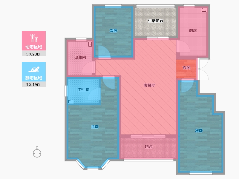 山东省-威海市-丽景华庭-93.50-户型库-动静分区