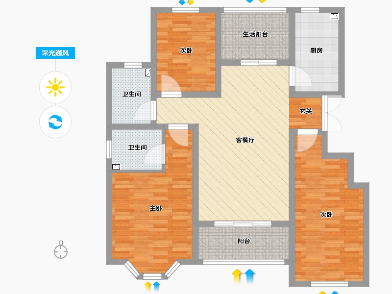 山东省-威海市-丽景华庭-93.50-户型库-采光通风