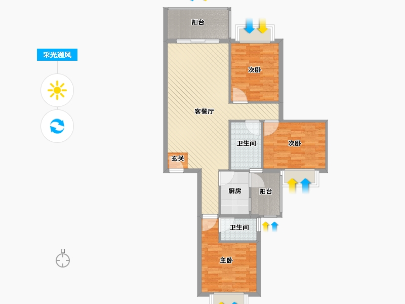 江西省-赣州市-利丰山庄-85.47-户型库-采光通风