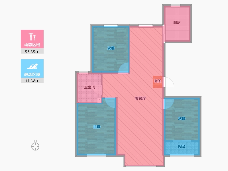 河北省-唐山市-天承锦绣小区(北区)-87.24-户型库-动静分区