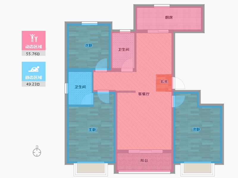 河北省-邯郸市-万浩红玺城-91.65-户型库-动静分区