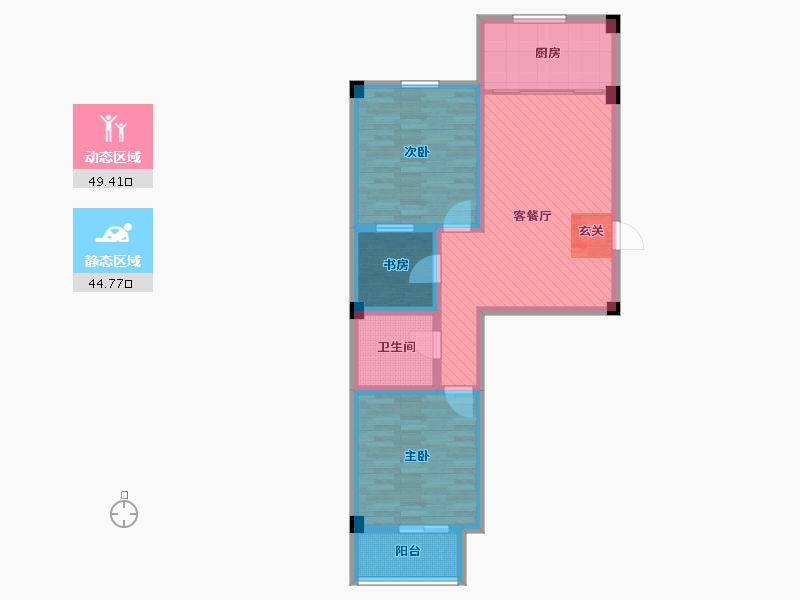 河北省-张家口市-金华怡园-82.56-户型库-动静分区