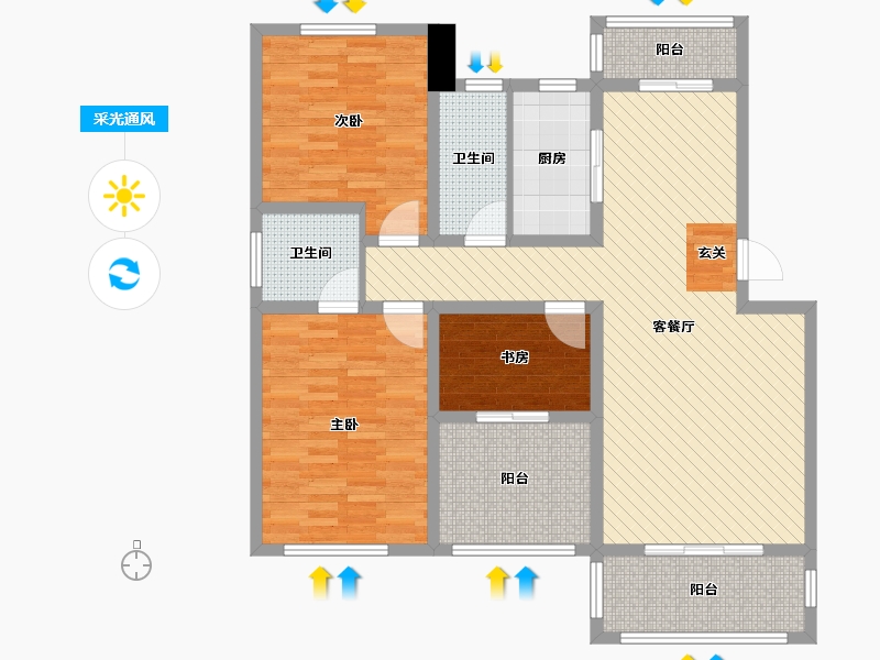 江西省-宜春市-银湖佳苑-108.00-户型库-采光通风