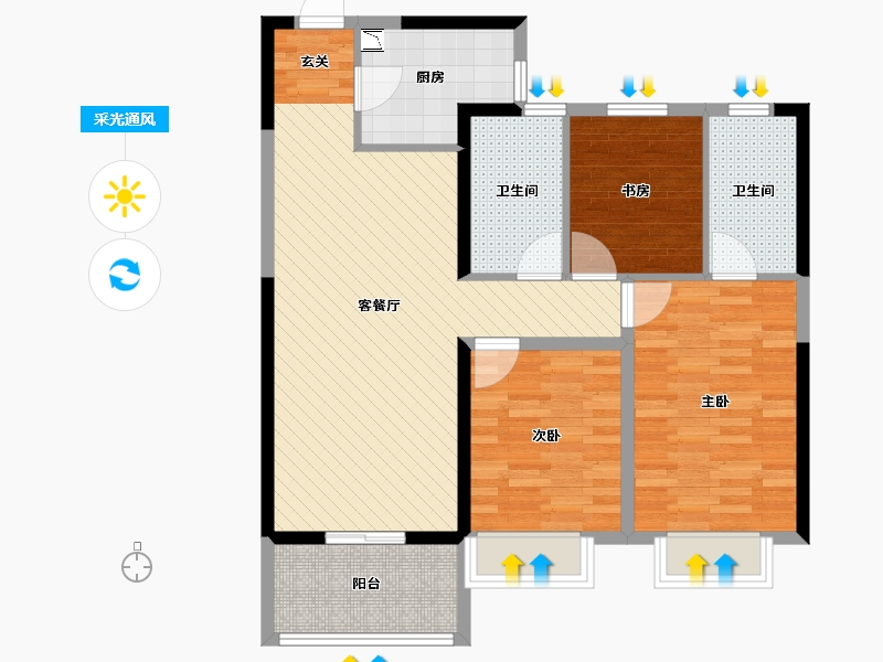 陕西省-西安市-保利林语溪-88.00-户型库-采光通风