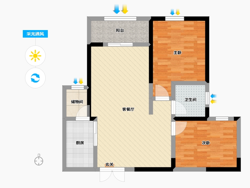 河南省-郑州市-巩义建业壹号城邦-71.20-户型库-采光通风