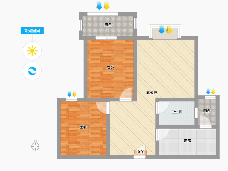 河北省-石家庄市-福邸悦庭-76.80-户型库-采光通风