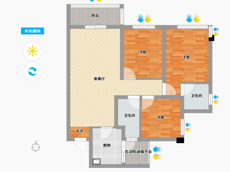 四川省-成都市-保利公园里-77.77-户型库-采光通风